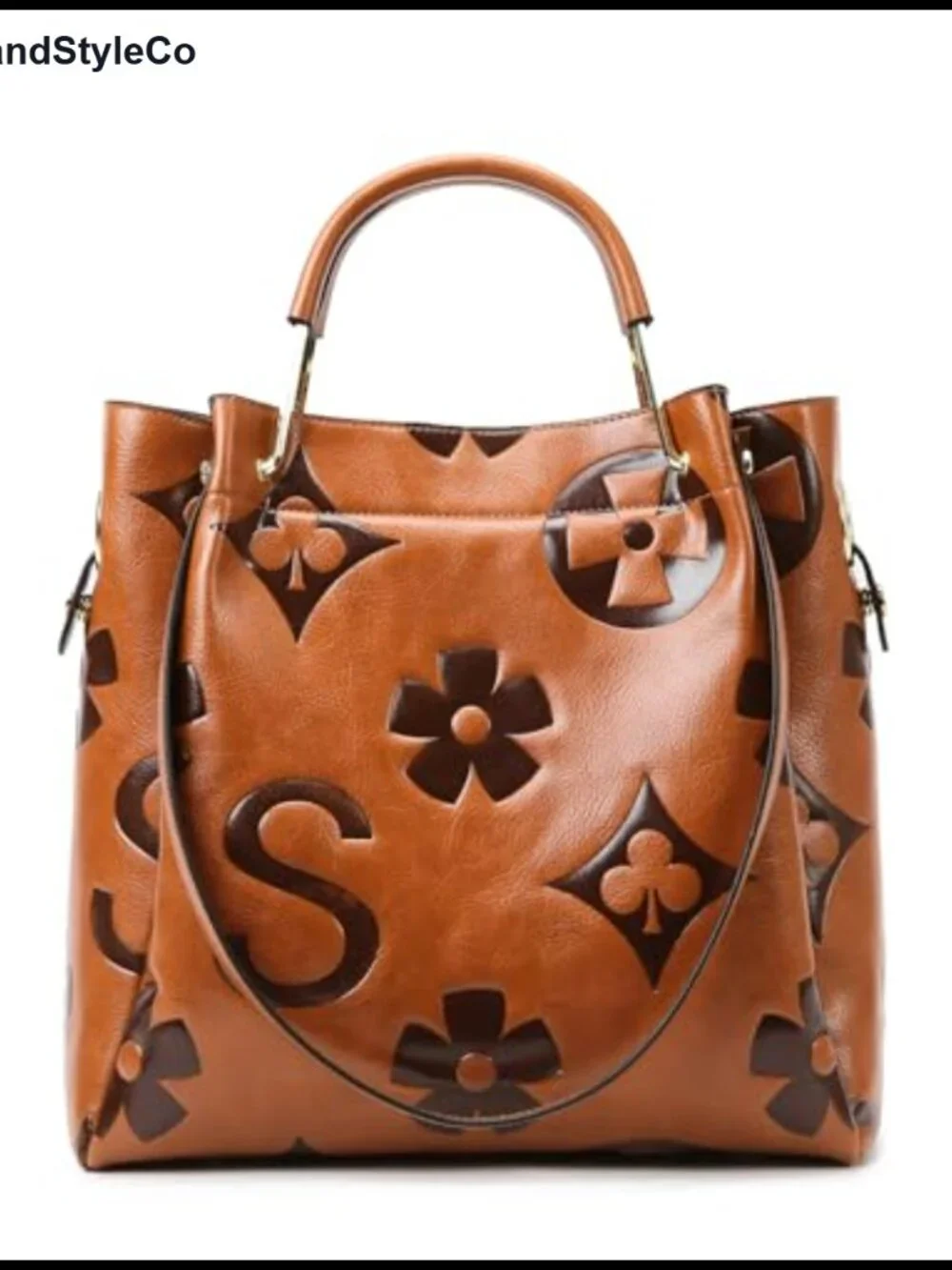 Embossed Faux Leather Floral Top Handle Handbag Set